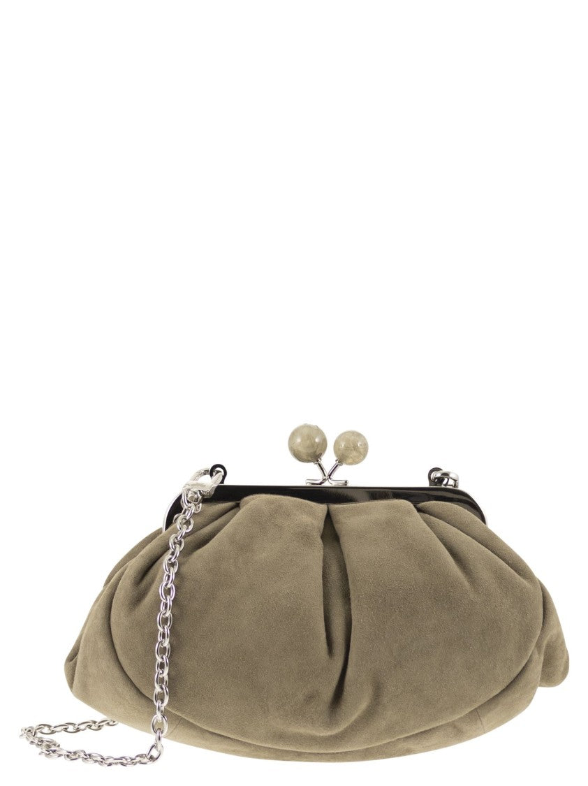 Max Mara Small Suede Clutch With Marbled Bead Closure