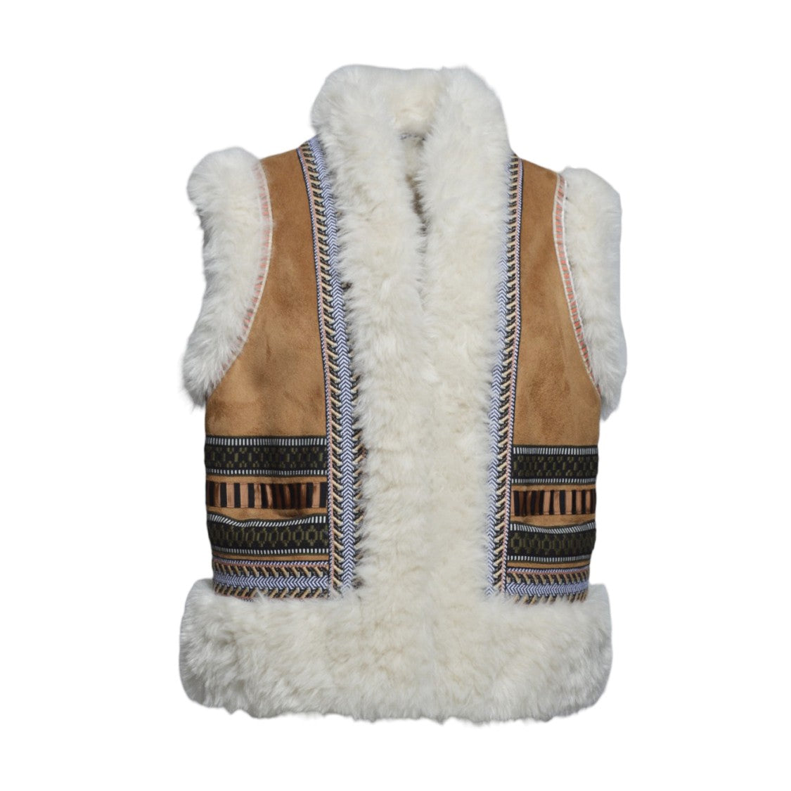 Bazar Deluxe Camel And White Eco-Shearling Vest
