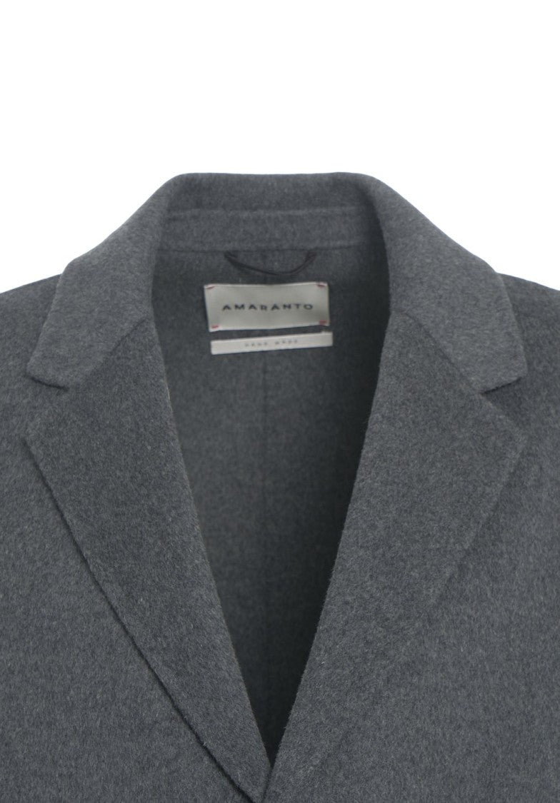 Amaranto Cashmere-Wool Blend Coat With Notch Collar And Hidden Pockets