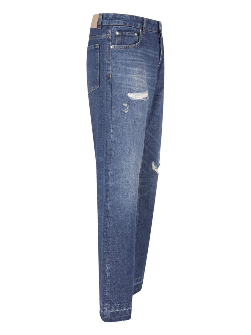 Represent Blue Heaton Destroyed Straight-Leg Cotton Denim Jeans