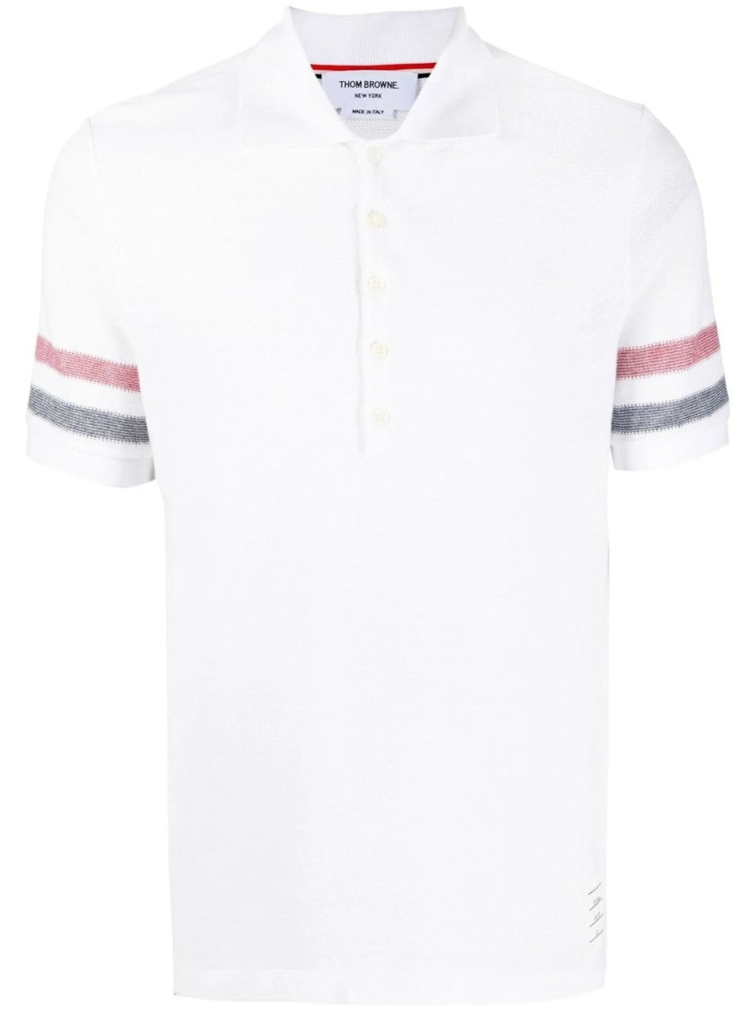Thom Browne Short-Sleeved Polo With Striped Sleeve Accents