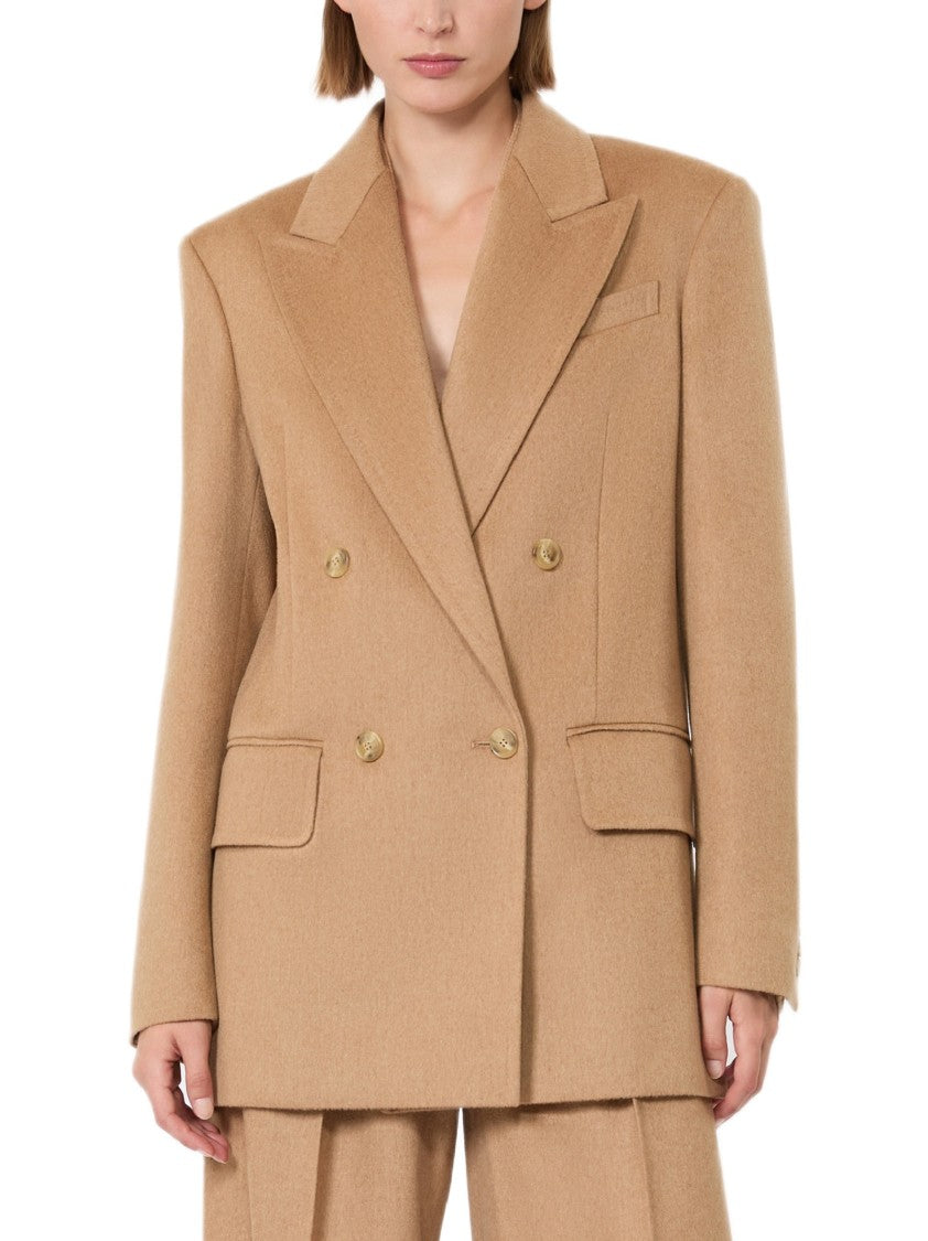 Max Mara Double-Breasted Baby Camel Hair Blazer With Notched Lapels