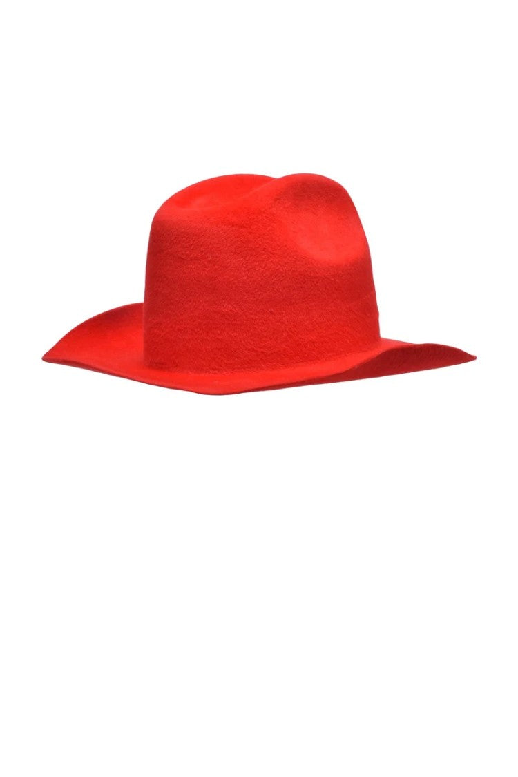 Ruslan Baginskiy Wide-Brimmed Red Hat With Structured Crown