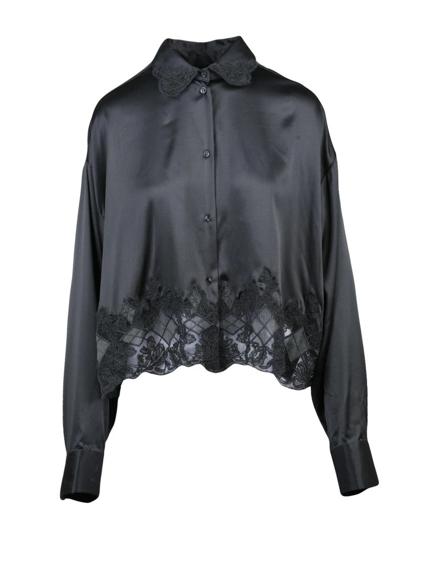 Ermanno Scervino Satin Shirt With Lace Embroidery Detail