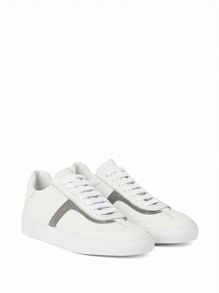 Brunello Cucinelli Low-Top Sneakers With Textured Grey Stripe Detail