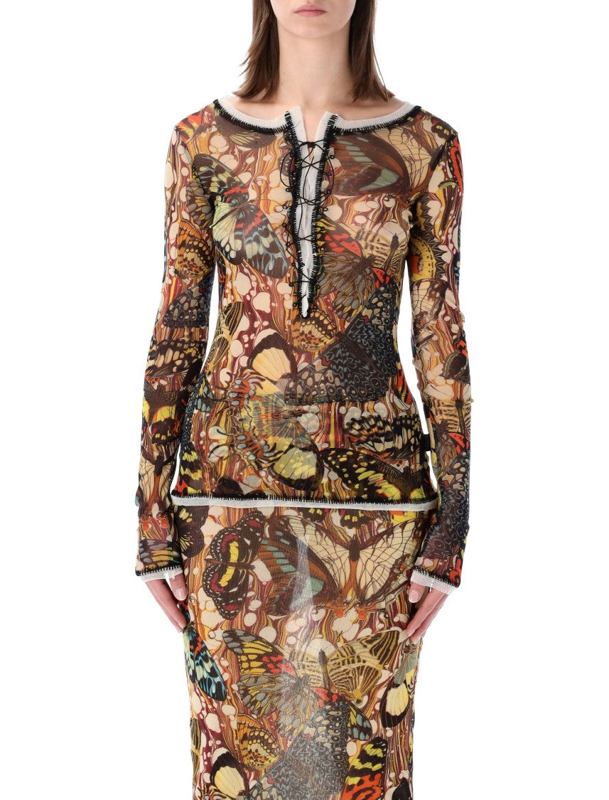 Jean Paul Gaultier Re-Edition Butterfly Tulle Top