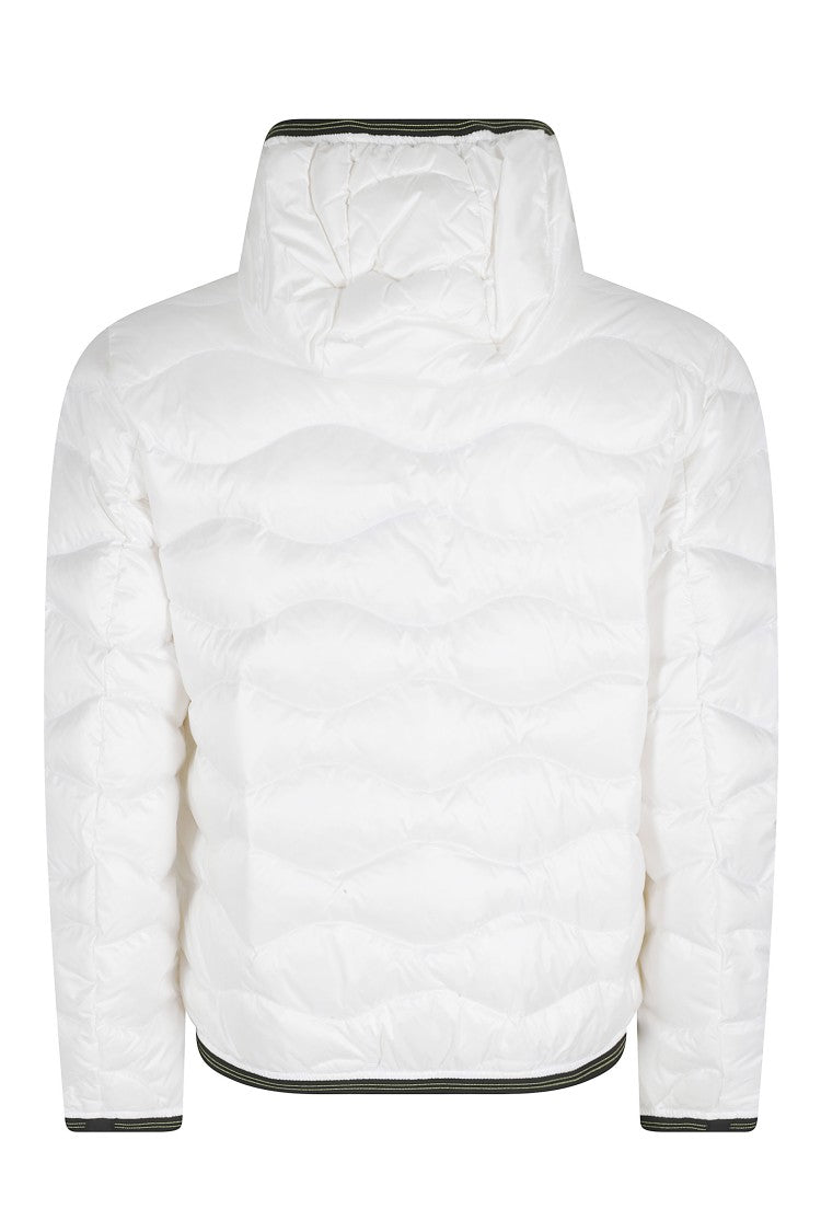 Blauer White Wave Quilted Hooded Elastic Trim Polyester Down Jacket