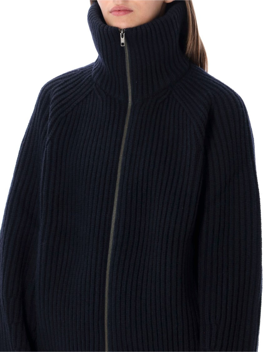 Soeur Jasper High Neck Zip Chunky Ribbed Sweater