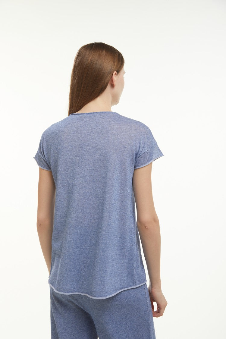 Kangra Short-Sleeved V-Neck Top With Tassel Detail