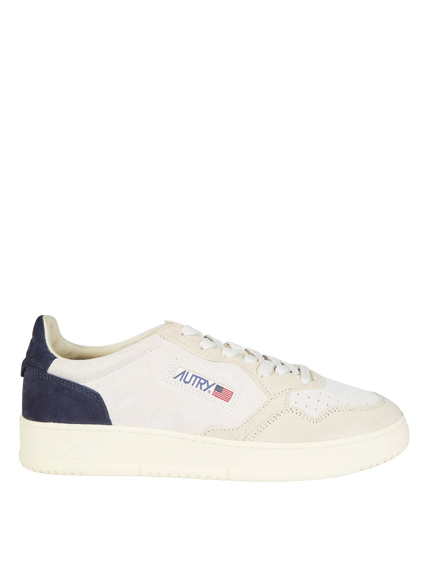 Autry Off-White Medalist Low Navy Suede Sneakers