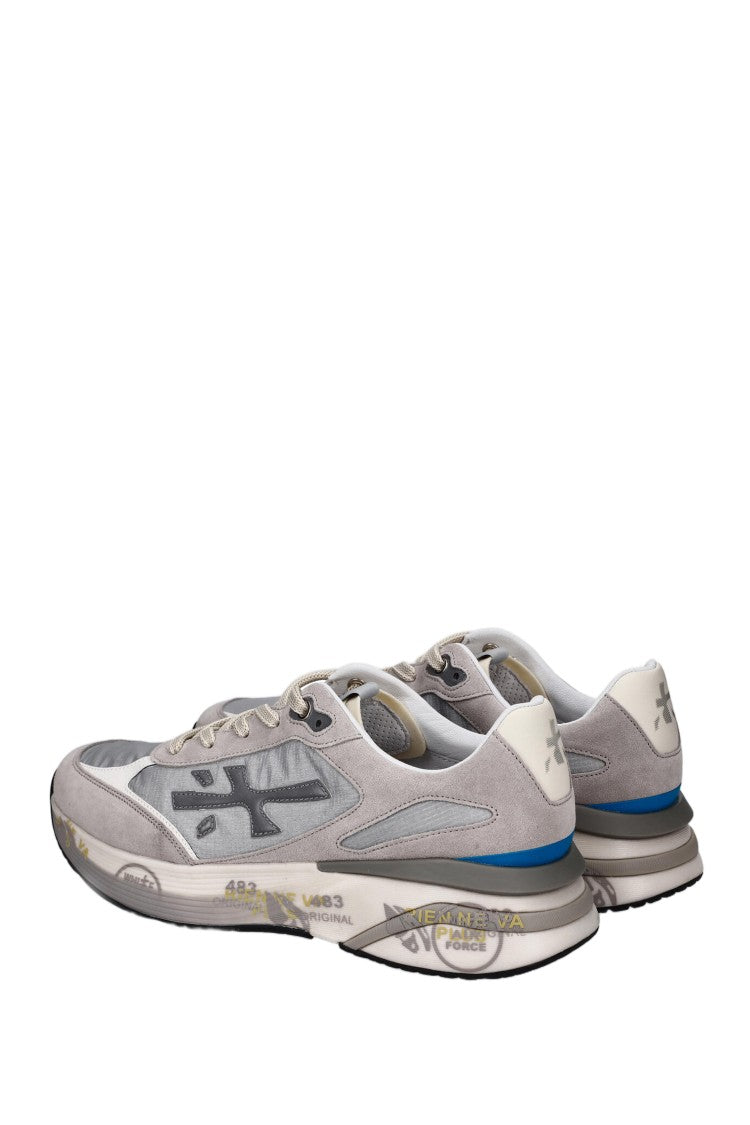 Premiata Leather And Canvas Trainers With Distinctive Branding