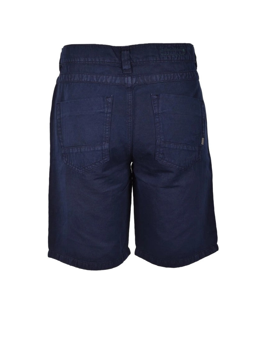 Bikkembergs Blue Cotton-Linen Bermuda Shorts