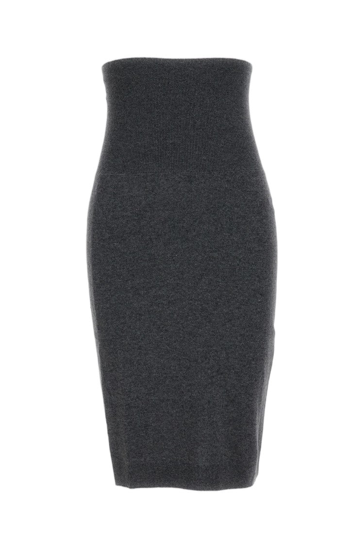 Stella Mccartney Grey Ribbed Wool Knit Pencil Skirt