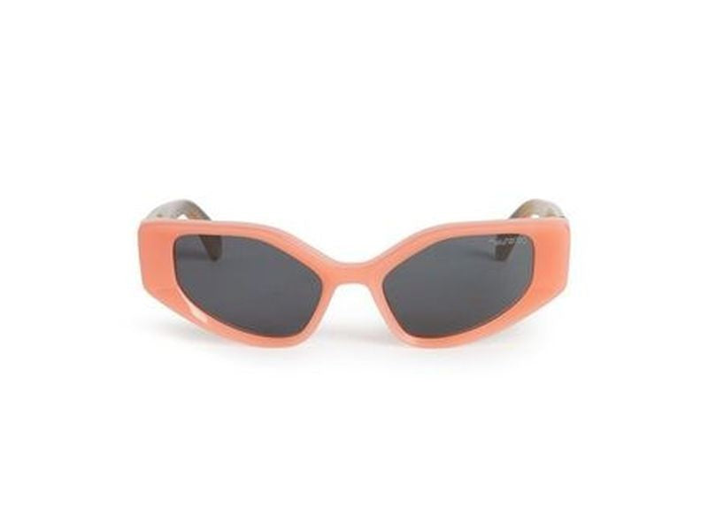 Off-White Oversized Cat-Eye Sunglasses With Translucent Coral Front