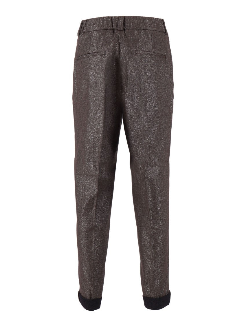 Peserico Metallic Straight-Leg Pants