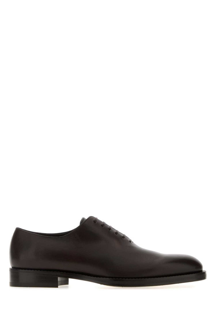 Salvatore Ferragamo Dark Brown Leather Amber Lace-Up Shoes