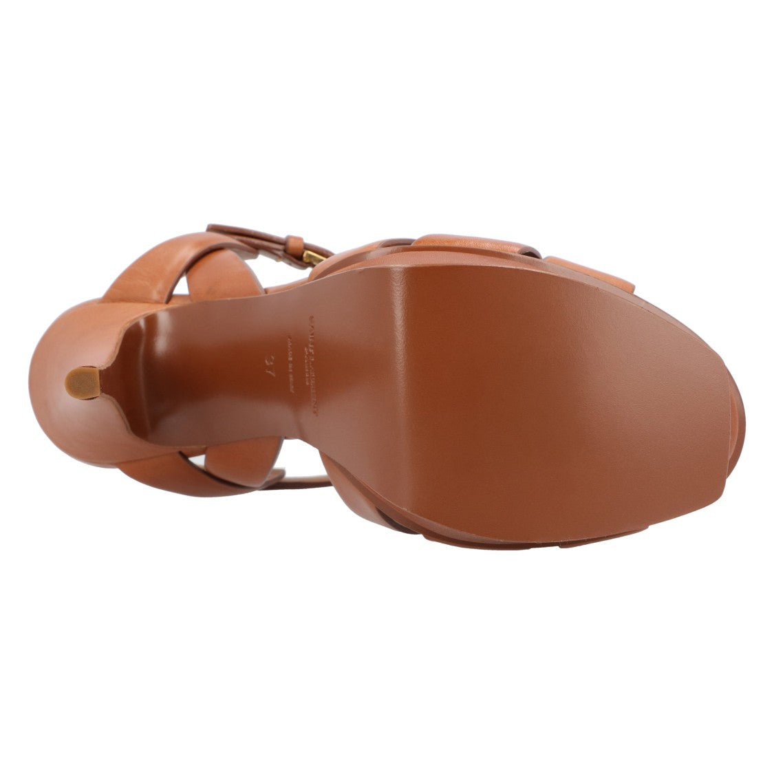 Saint Laurent Tribute Leather Sandals Brown