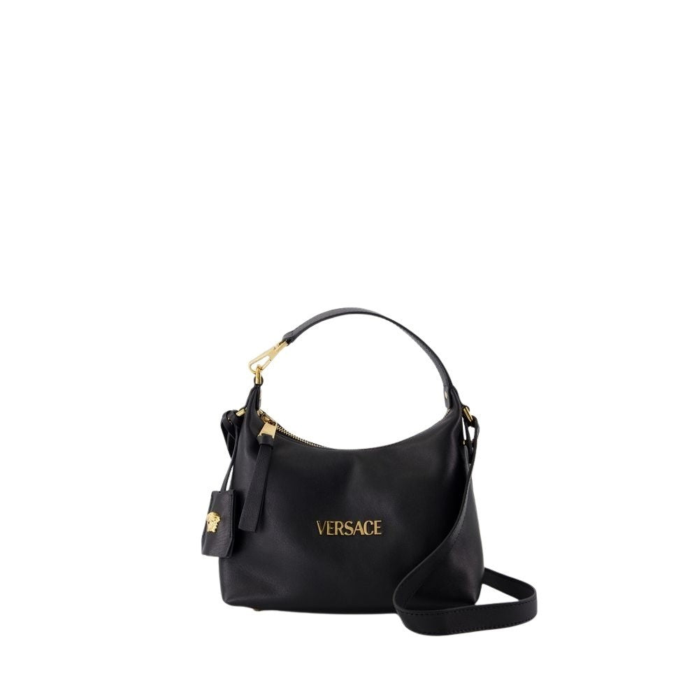 Versace Hobo Shoulder Bag - Leather - Black