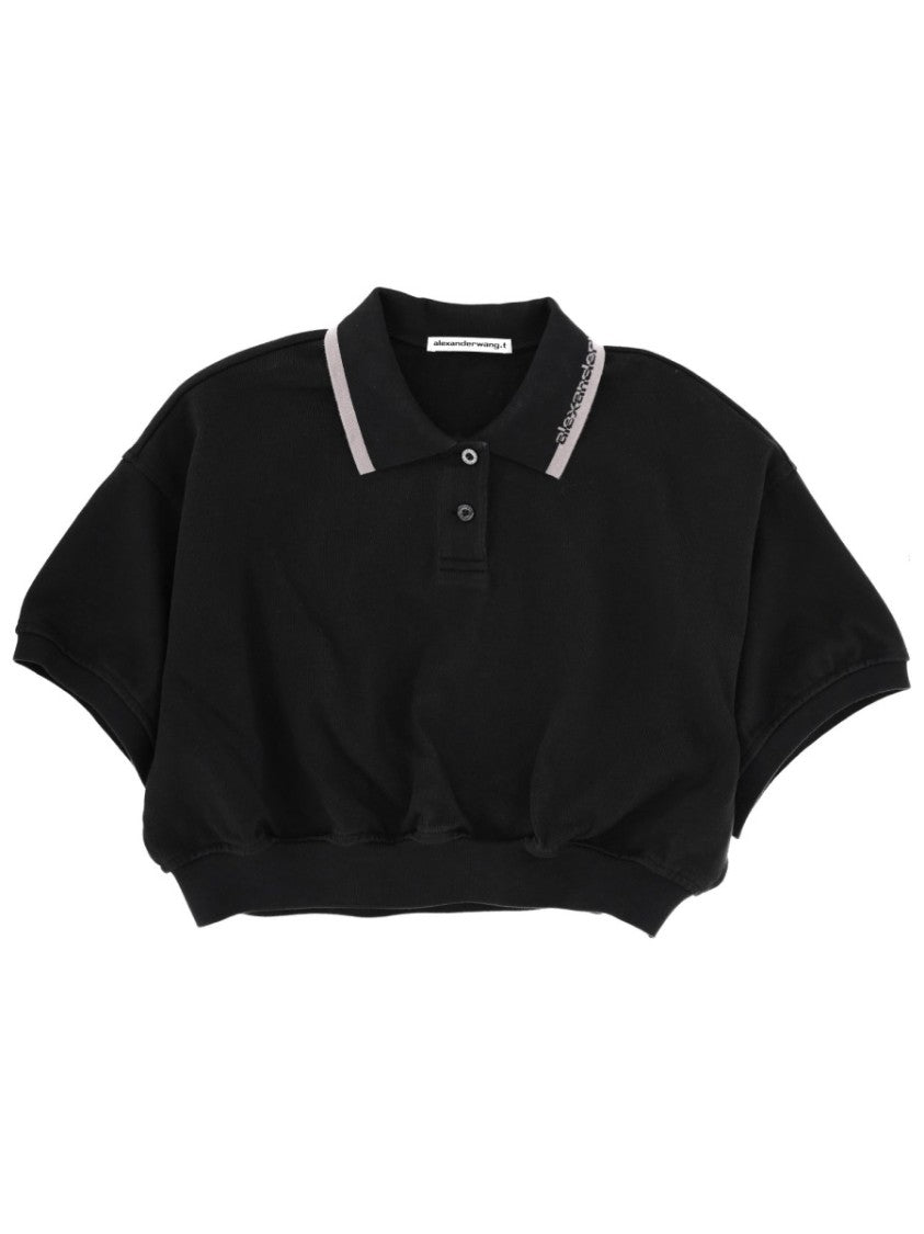 T By Alexander Wang Cropped Fit Cotton Polo Shirt