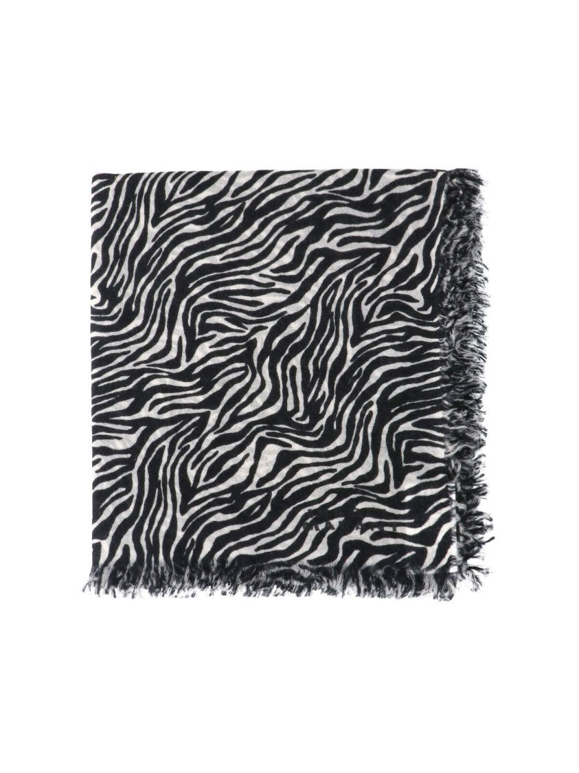 Isabel Marant Alecia Multicolor Animal Print Fringed Cashmere-Wool Scarf
