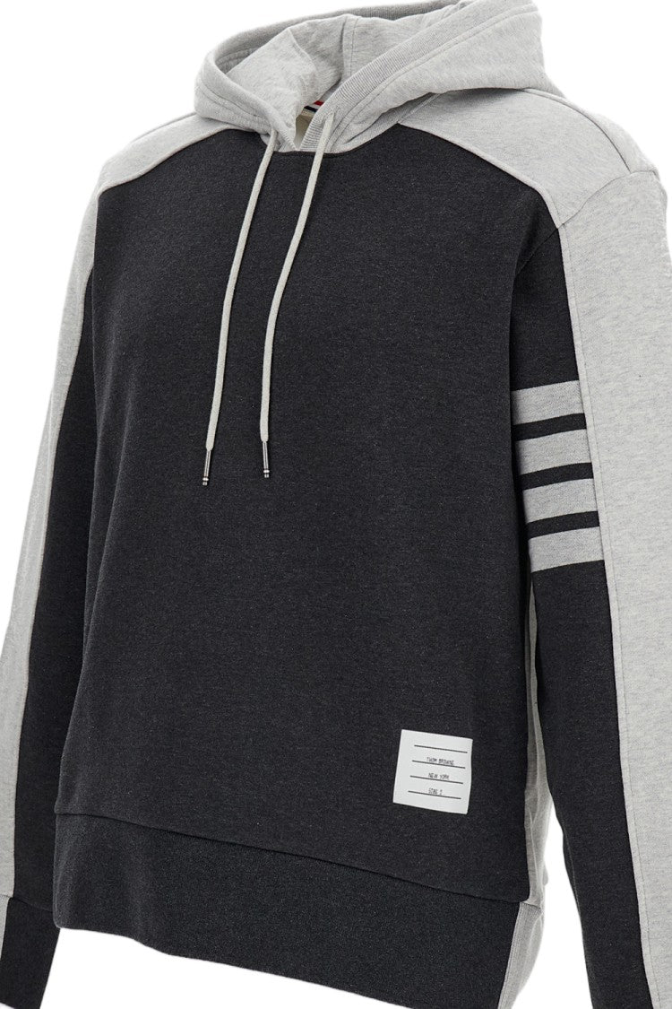 Thom Browne Grey Cotton 4-Bar Hoodie