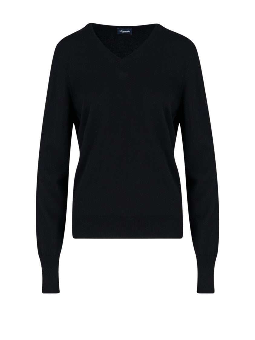 Drumohr V-Neck Sweater In Cashmere Black Maxi