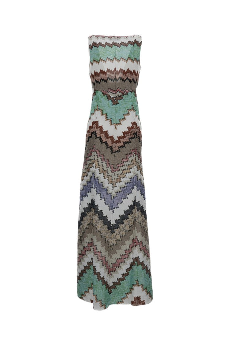 Missoni Multicolor Deep V-Neck Maxi Dress In Viscose Lamé
