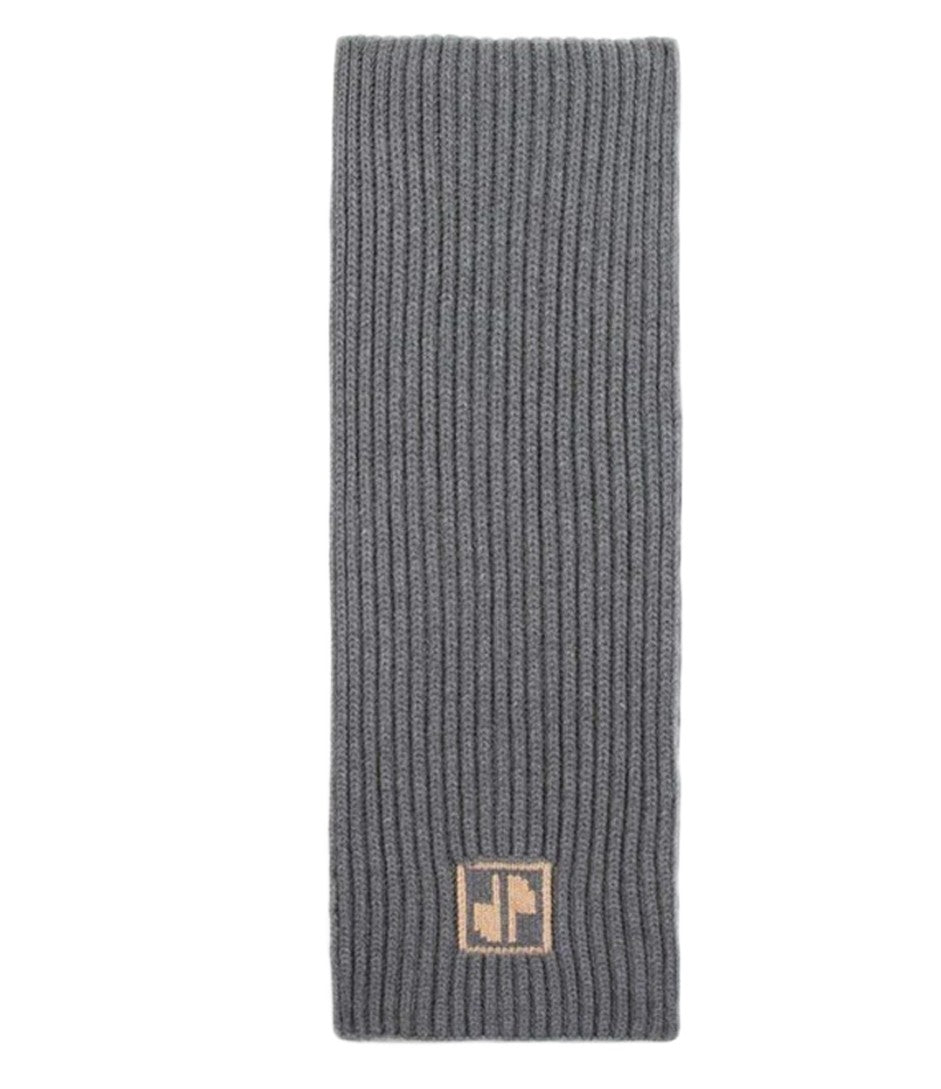 Patou Rib Knit Storm Grey Wool-Cashmere Scarf