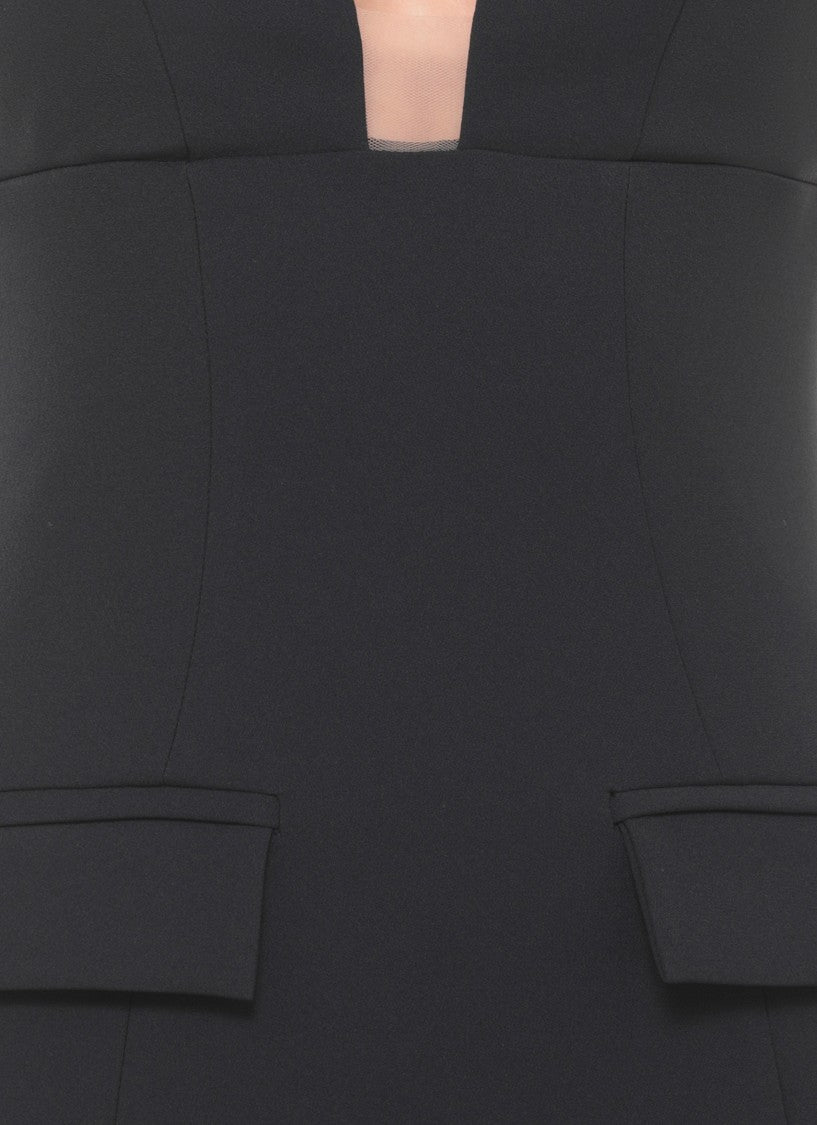 Elisabetta Franchi Structured Mini Dress With Signature Flap Pockets