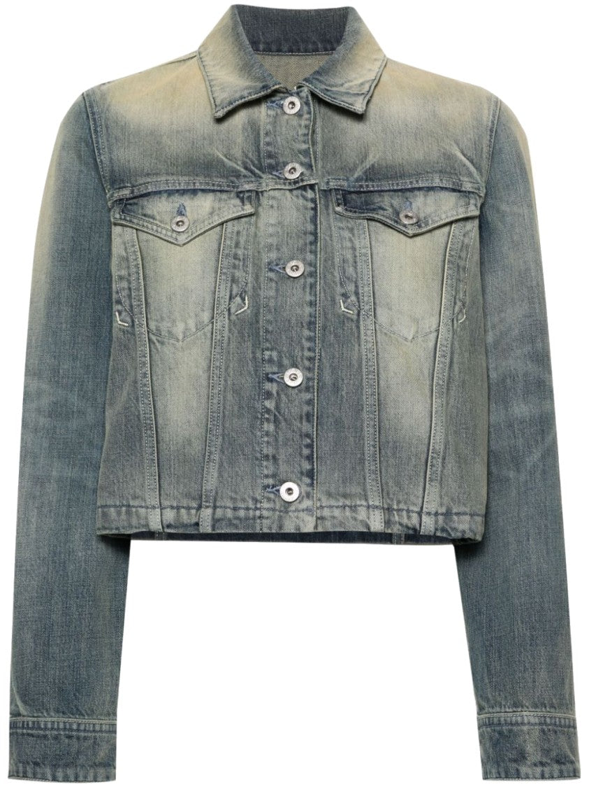 Kenzo Indigo Blue Washed Denim Cropped Jacket