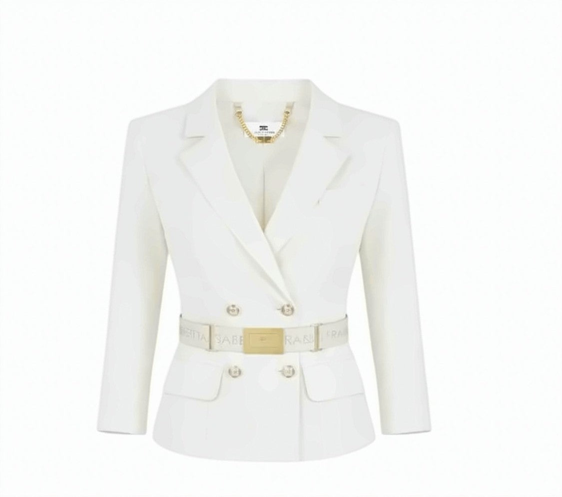 Elisabetta Franchi Ivory Technical Fabric Jacket