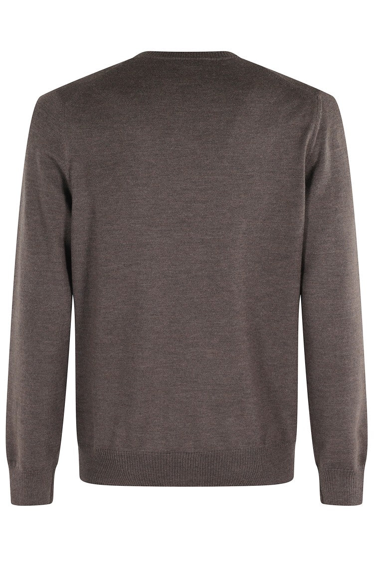 Fay Cocoa Wool Sweater With Round Neckline