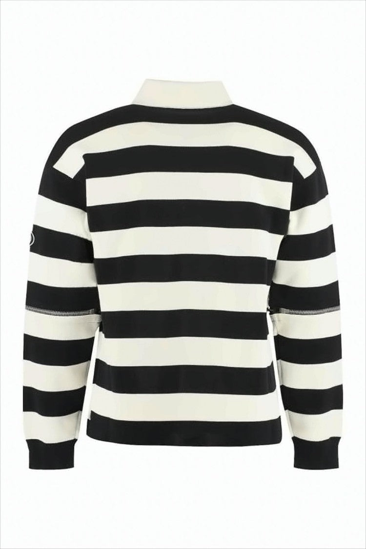 Gucci Bold Horizontal Striped Long-Sleeved Polo Shirt