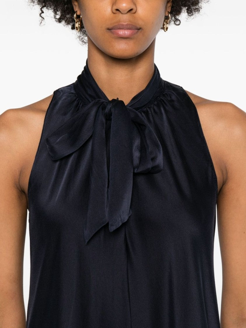 Forte Forte Maxi Blue Dress With Tied Bow Detail