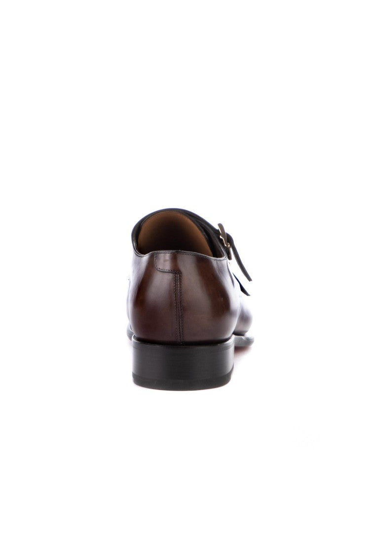 Santoni Goodyear Double Buckle Leather Shoes