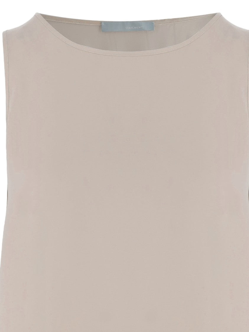 Allude Stretch Silk Sleeveless Top With Round Neckline