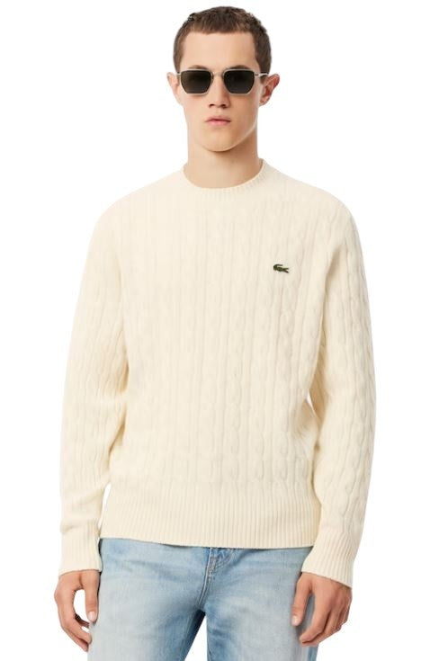 Lacoste Thick Carded Wool Braided Detail Pullover
