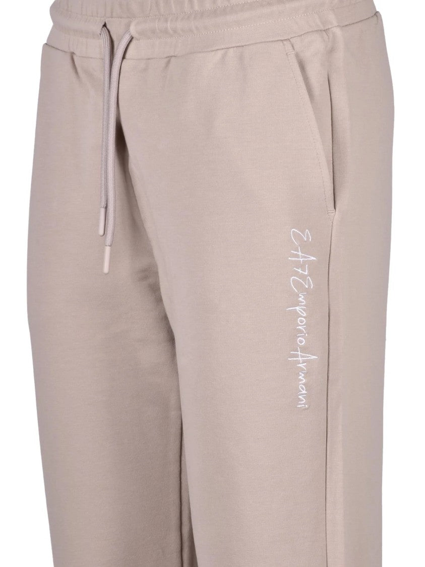 Ea7 Emporio Armani Taupe Track Pants With Elastic Waistband And Subtle Logo Detail