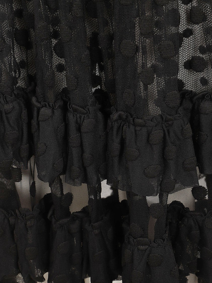 Dries Van Noten Midi Dress With Deep V-Neck And Layered Ruffles