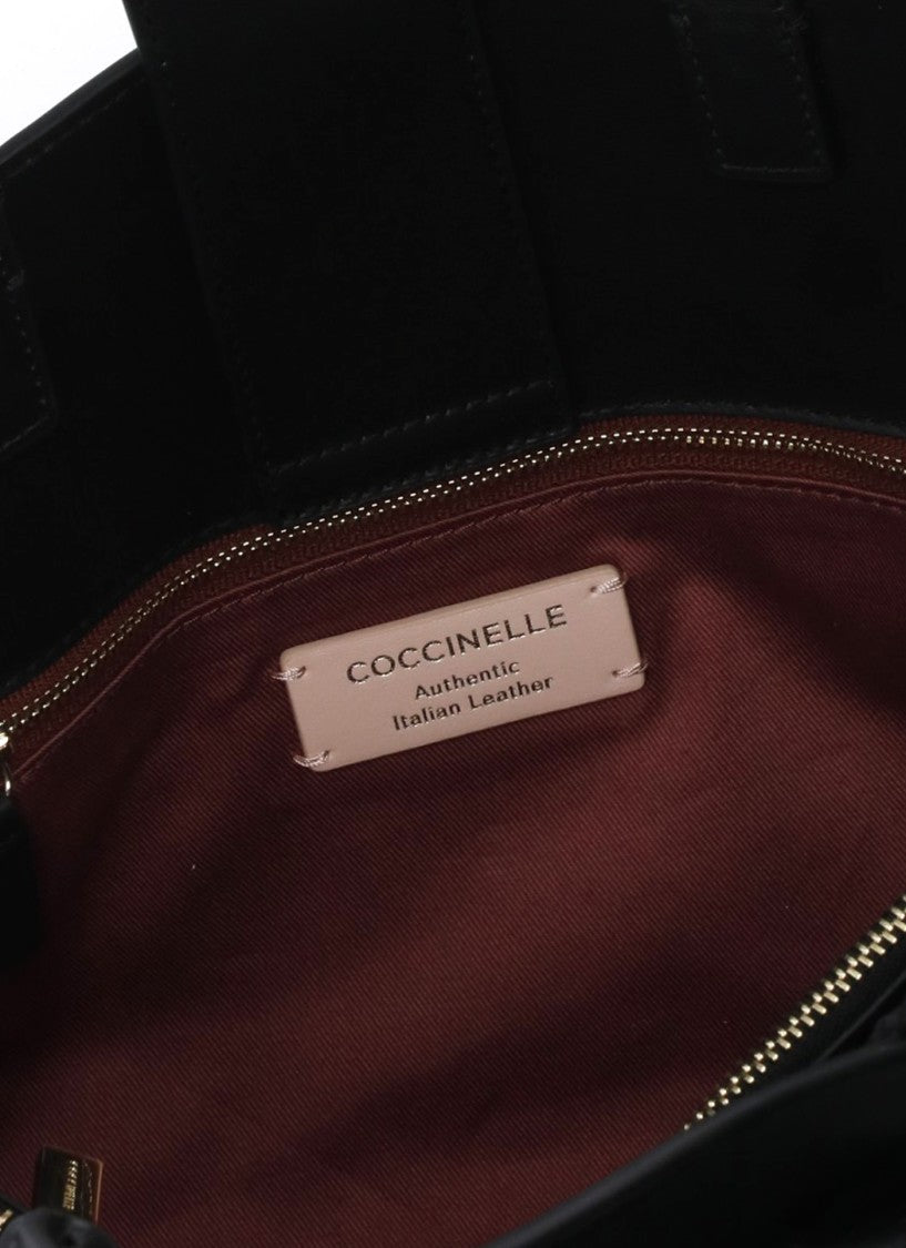 Coccinelle Coccinelle Black Leather Shoulder Bag With Golden Logo