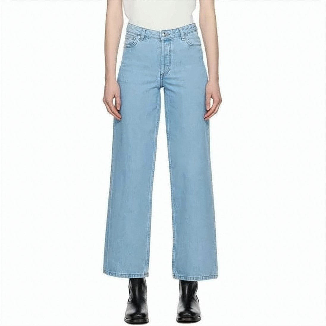 A.P.C. High-Waisted Wide-Leg Denim Pants With Classic Five-Pocket Design