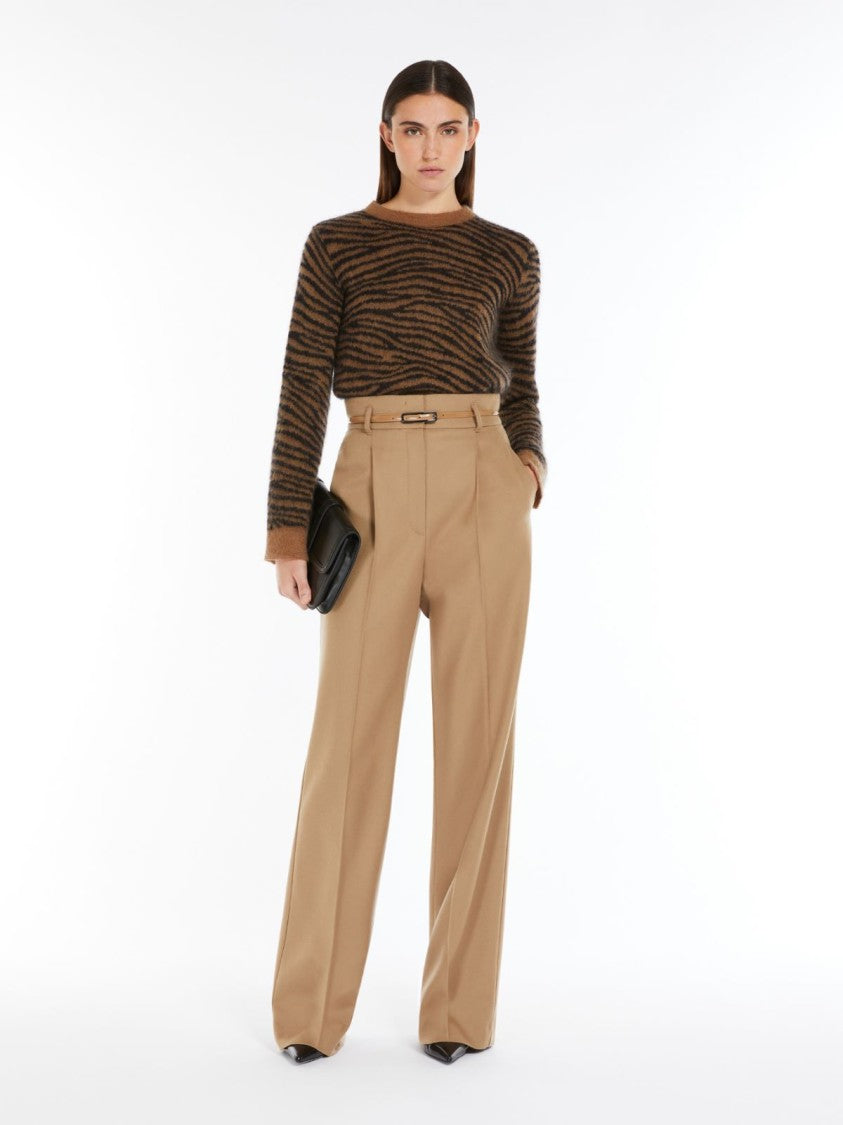 Max Mara High-Waisted Wool Crêpe Trousers With Front Pleats