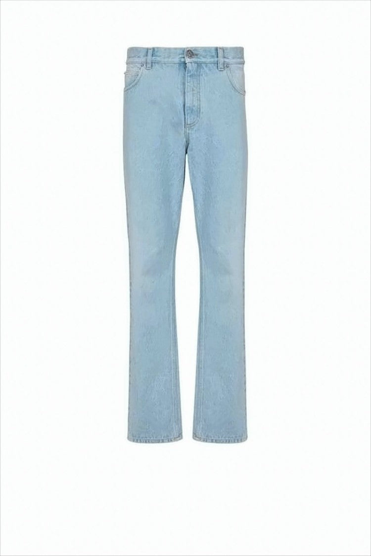 Balmain Light Blue Straight-Leg Denim Pants