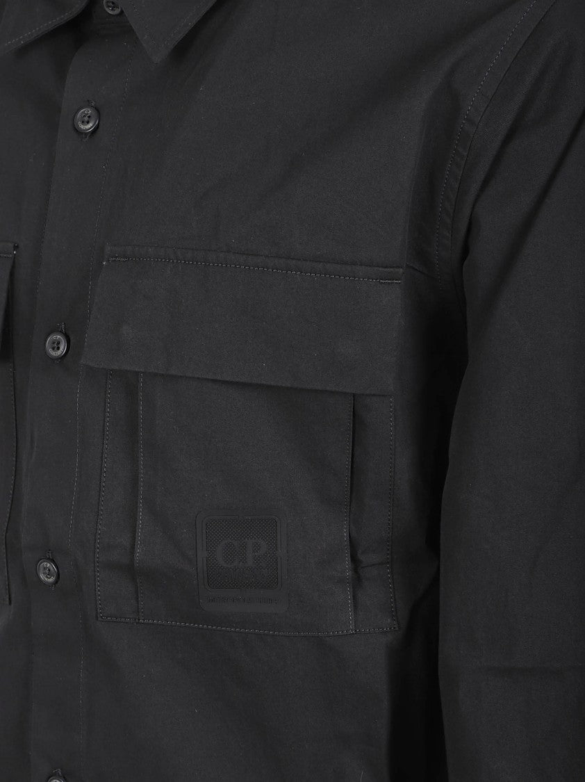 C.P. Company Structured Black Cotton Shirt With Classic Collar