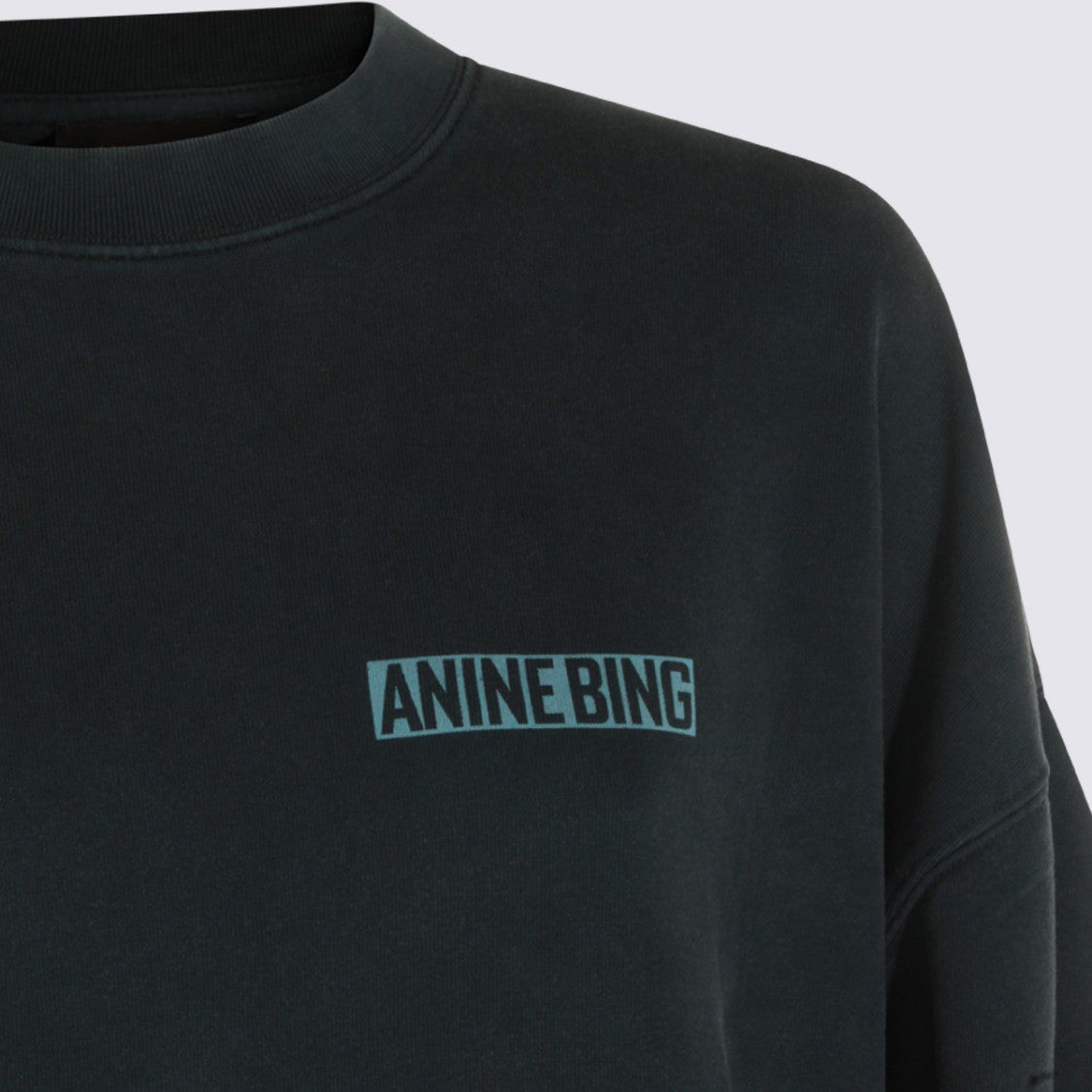 Anine Bing Relaxed-Fit Black Knit Sweatshirt With Palm Tree Graphic