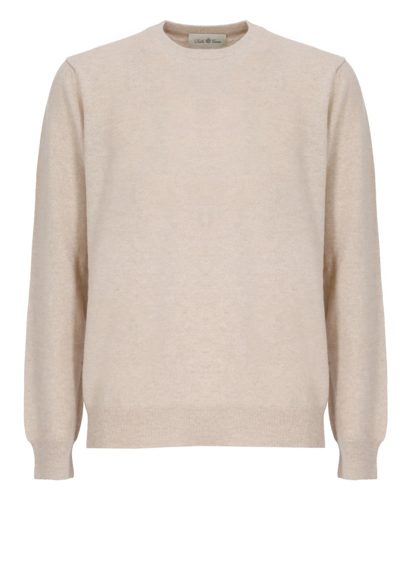 Della Ciana Beige Wool-Blend Crew Neck Sweater