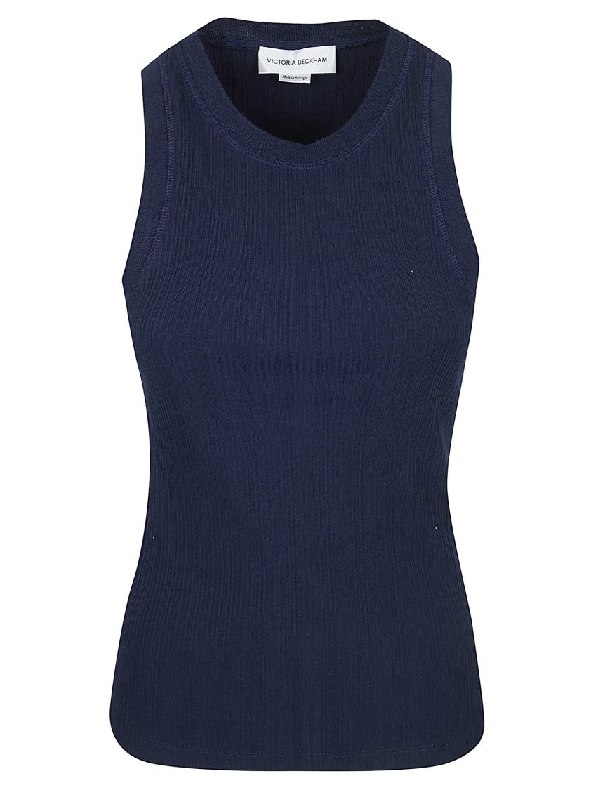Victoria Beckham Blue Cotton Tanks