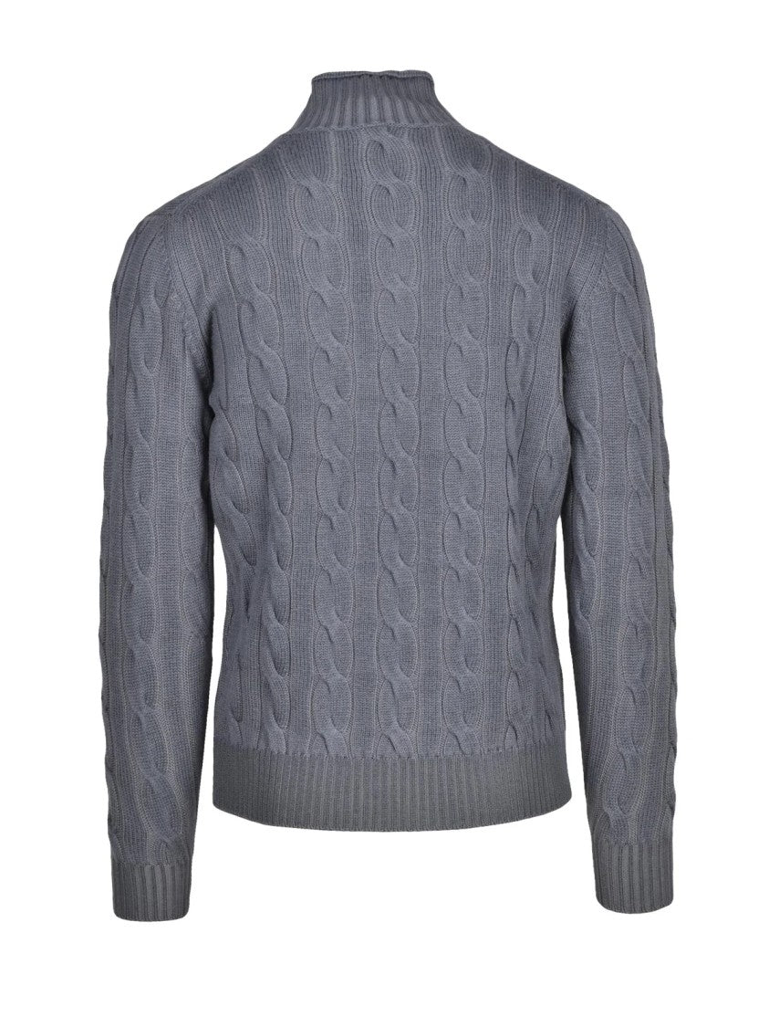 Kangra Extrafine Merino Wool Turtle Neck Sweater With Classic Cable Knit Design