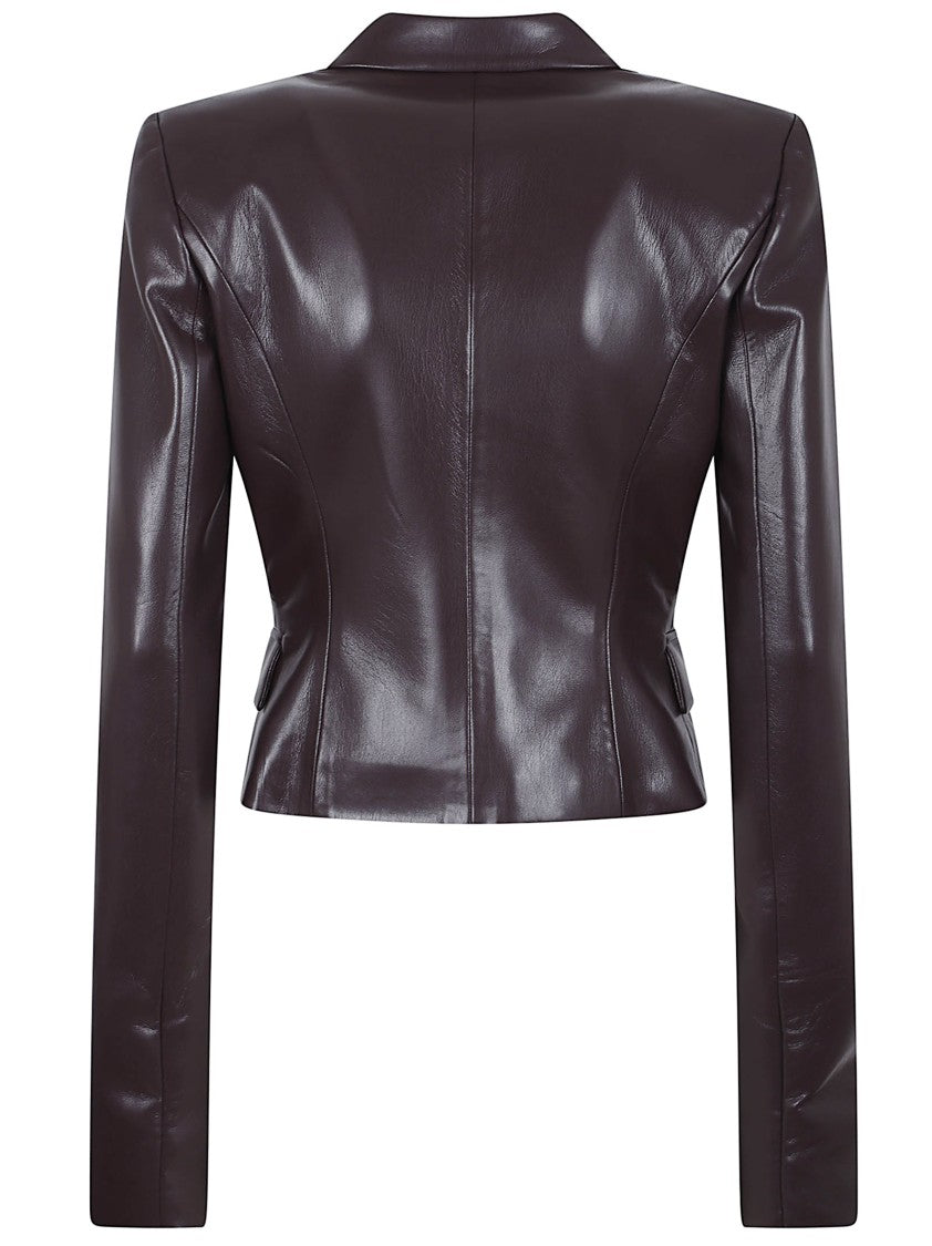 The Andamane Cropped Vegan Leather Blazer