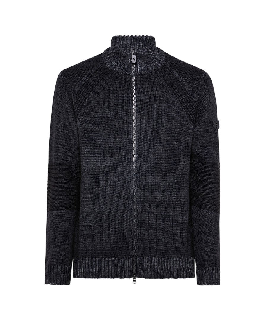 Peuterey Anthracite Pure Wool Tricot Zip Cardigan